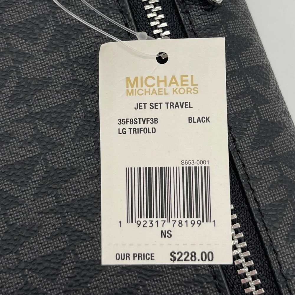 Michael Kors Jet Set Travel LG Trifold Blk…